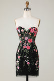 Sweetheart Green Backless Embroidery Tight Homecoming Dress