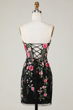 Sweetheart Green Backless Embroidery Tight Homecoming Dress