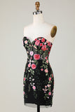 Sweetheart Green Backless Embroidery Tight Homecoming Dress