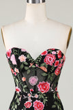 Sweetheart Green Backless Embroidery Tight Homecoming Dress