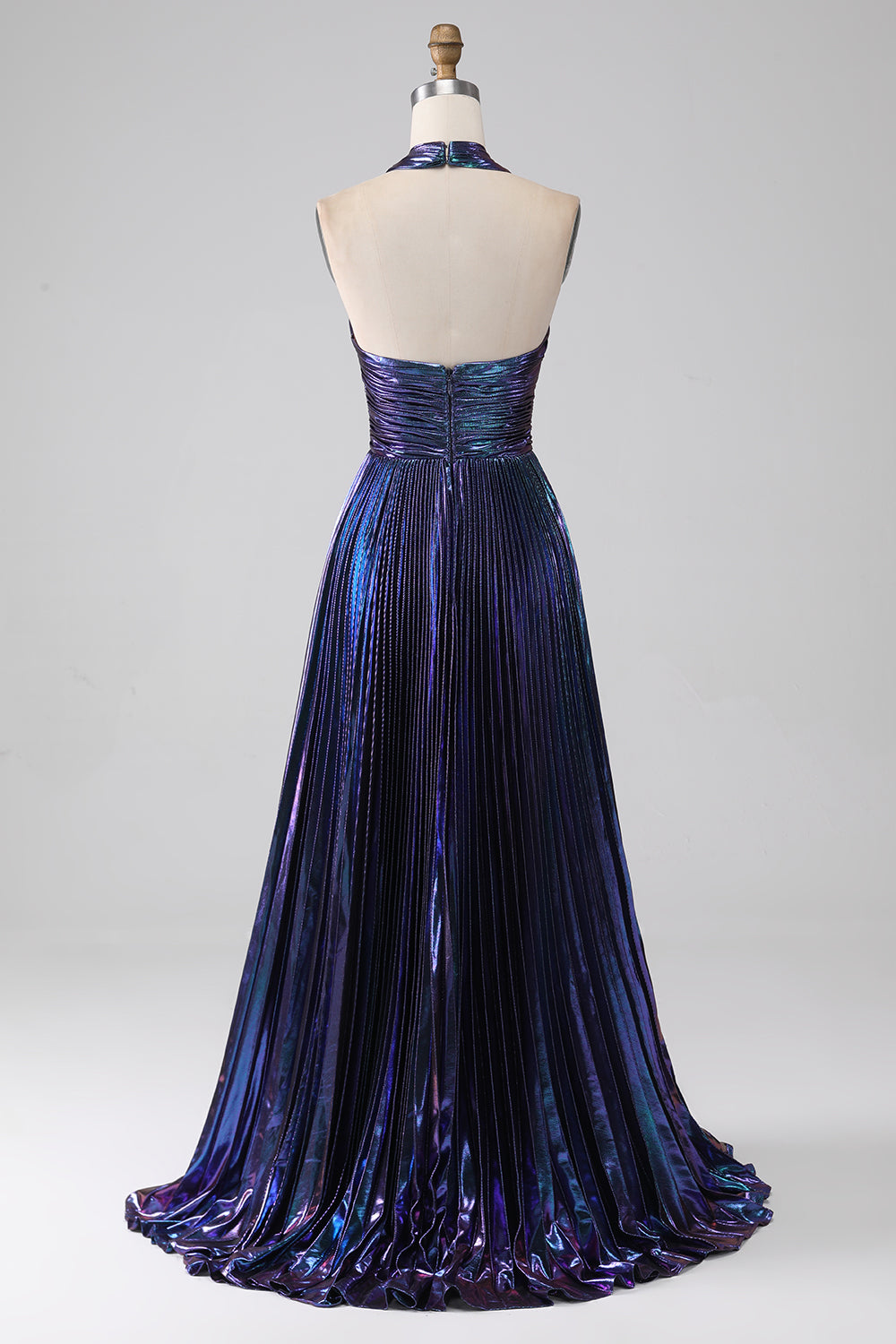Zapakasa Women Prom Dress with Slit Sparkly Purple Halter A Line Formal Dress with Pleated Zapakasa Women Prom Dress with Slit Sparkly Purple Halter A Line Formal Dress with Pleated