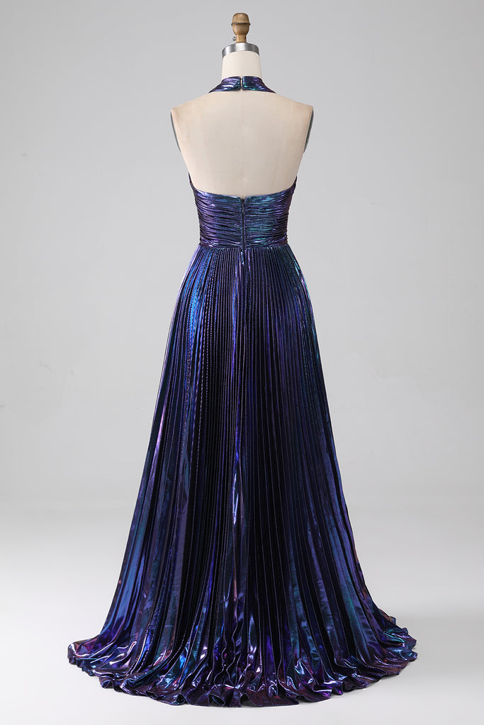 Elegant Halter Purple Long Prom Dress SYP120
