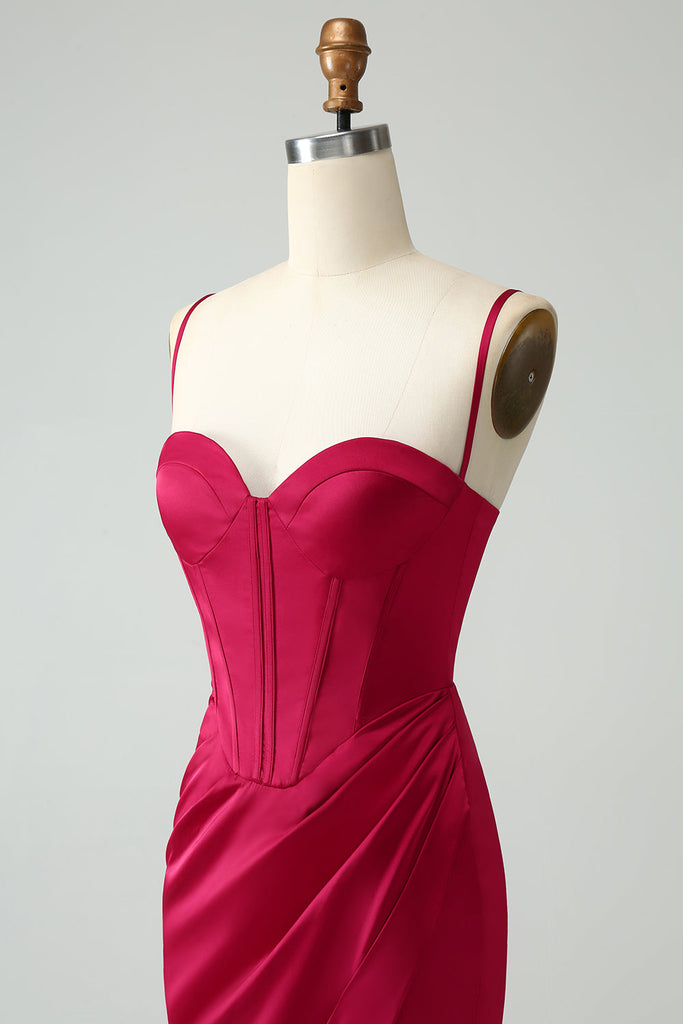 Burgundy Mermaid Spaghetti Straps Long Prom Dress Charming Burgundy Evening Dress Y384 main image 1