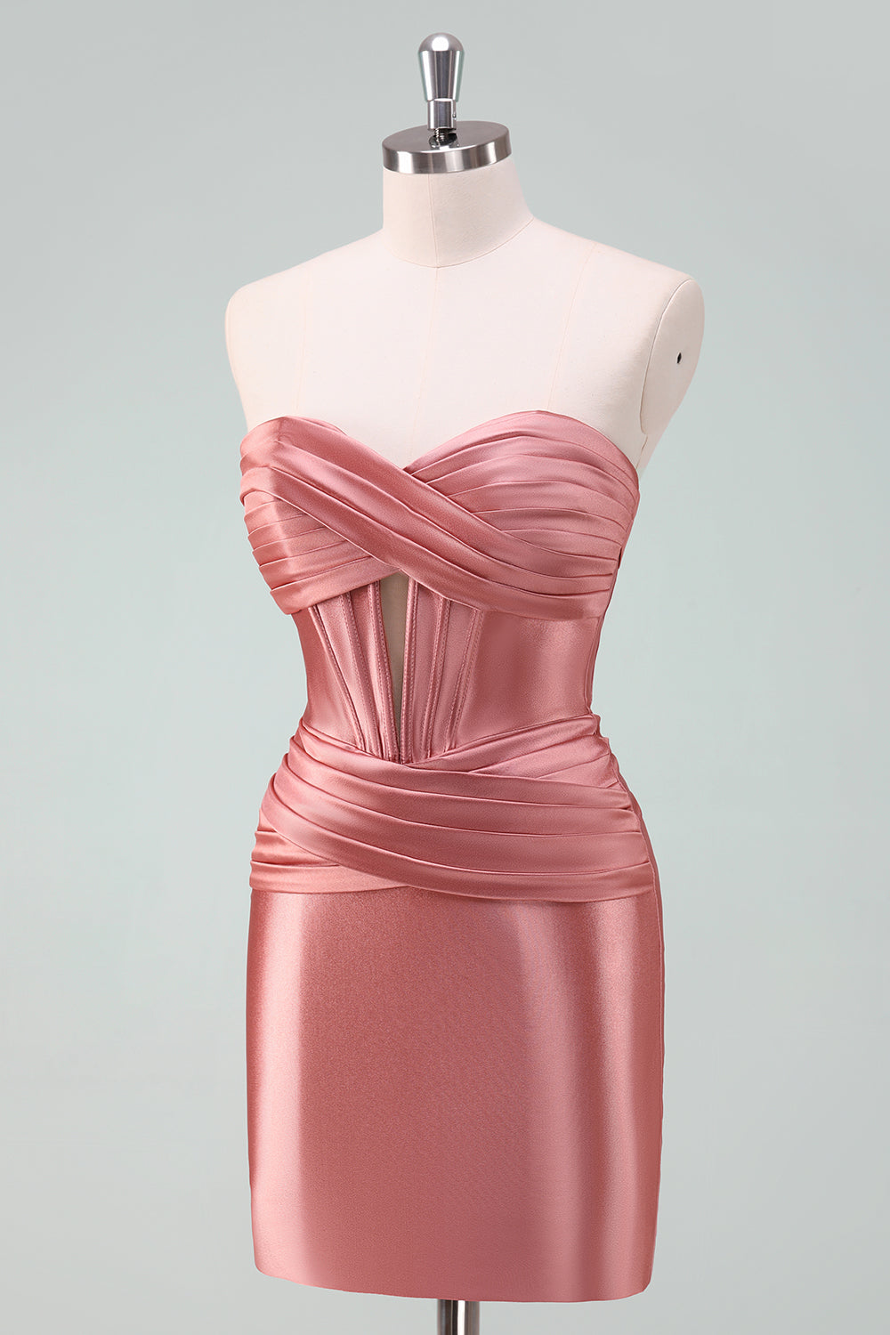 Fuchsia Bodycon Sweetheart Satin Corset Short Homecoming Dress