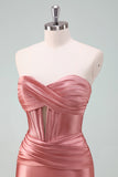 Fuchsia Bodycon Sweetheart Satin Corset Short Homecoming Dress