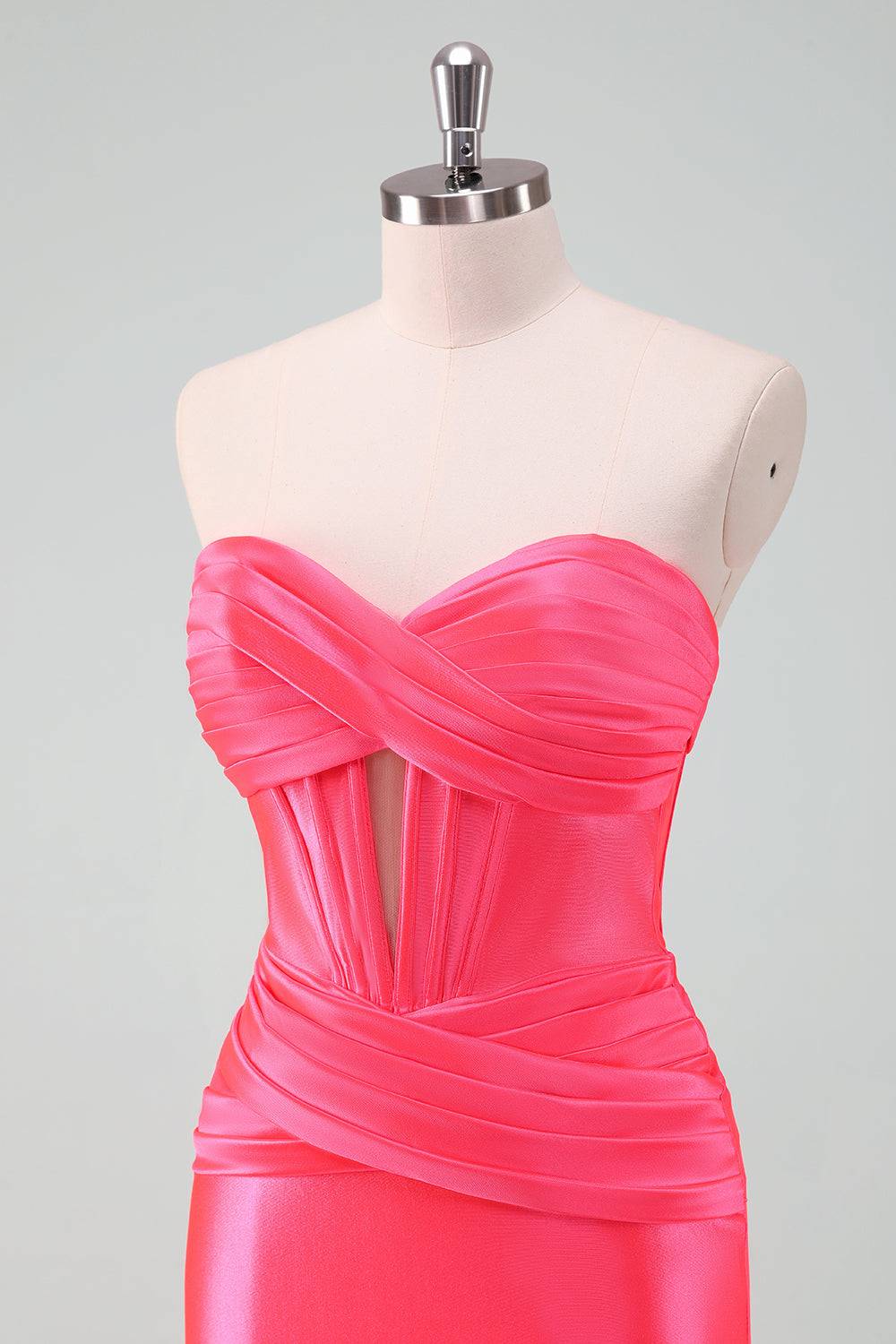 Fuchsia Bodycon Sweetheart Satin Corset Short Homecoming Dress
