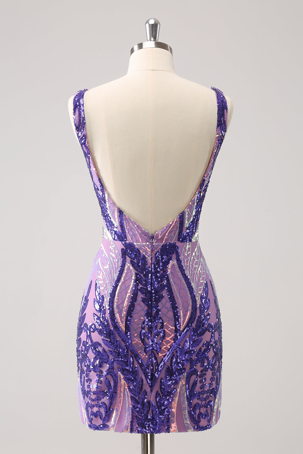 blue purple sequin dress Stella Couture 23706 Size 10 Purple Short Fitted Sequin Homecoming Dress Slit Corset Formal Cocktail Gown