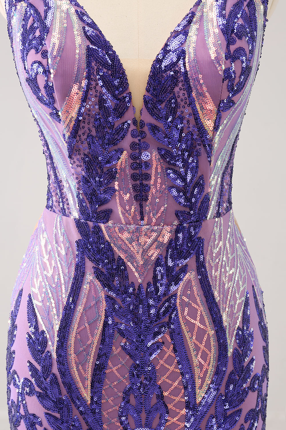 ZAPAKASA Women Sparkly Blue Tight Homecoming Dress V Neck Sequined Embroidery Short Prom Dress