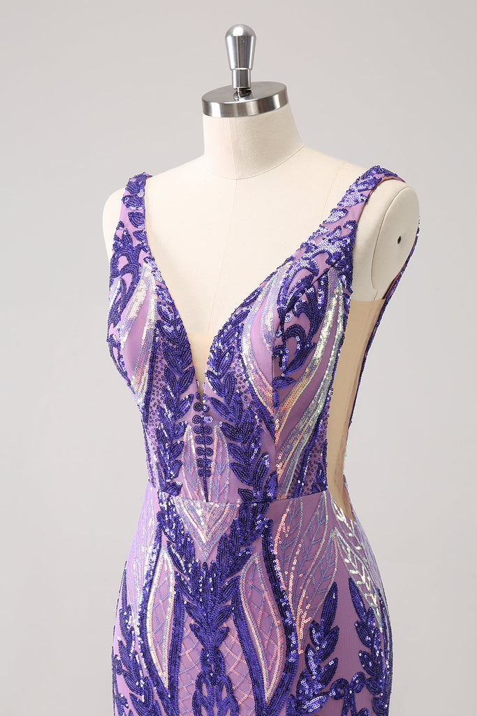 Blue Beaded Sequins Tight Short Homecoming Dress main image 1