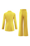Fuchsia 2 Piece Satin Long Sleeves Business Suits with Pockets