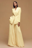 Ivory Peak Lapel One Button Pleated Business Blazer