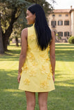 Hot Pink Short Floral High Neck A Line Homecoming Dress