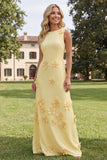 Hot Pink Boat Neck A Line Floral Maxi Wedding Guest Dress