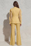 Ruffled Notched Lapel 2 Piece White Business Suits with Pockets