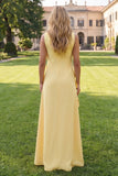 Hot Pink A Line Boat Neck Floral Long Wedding Guest Dress