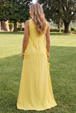 Blue A Line High Neck Floral Long Wedding Guest Dress