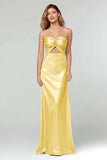 Light Blue Sweetheart Sheath Satin Long Formal Dress