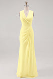 White Chiffon Sheath Ruched Sleeveless Long Rehearsal Dinner Dress