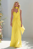 Sky Blue A Line Sweetheart Ruched Neck Scarf Long Prom Dress