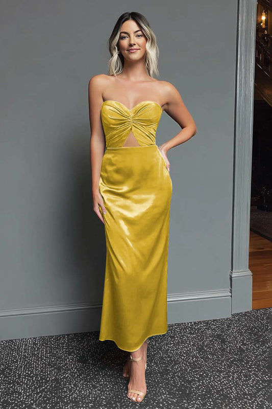 Dark Navy Sweetheart Sheath Satin Long Formal Dress