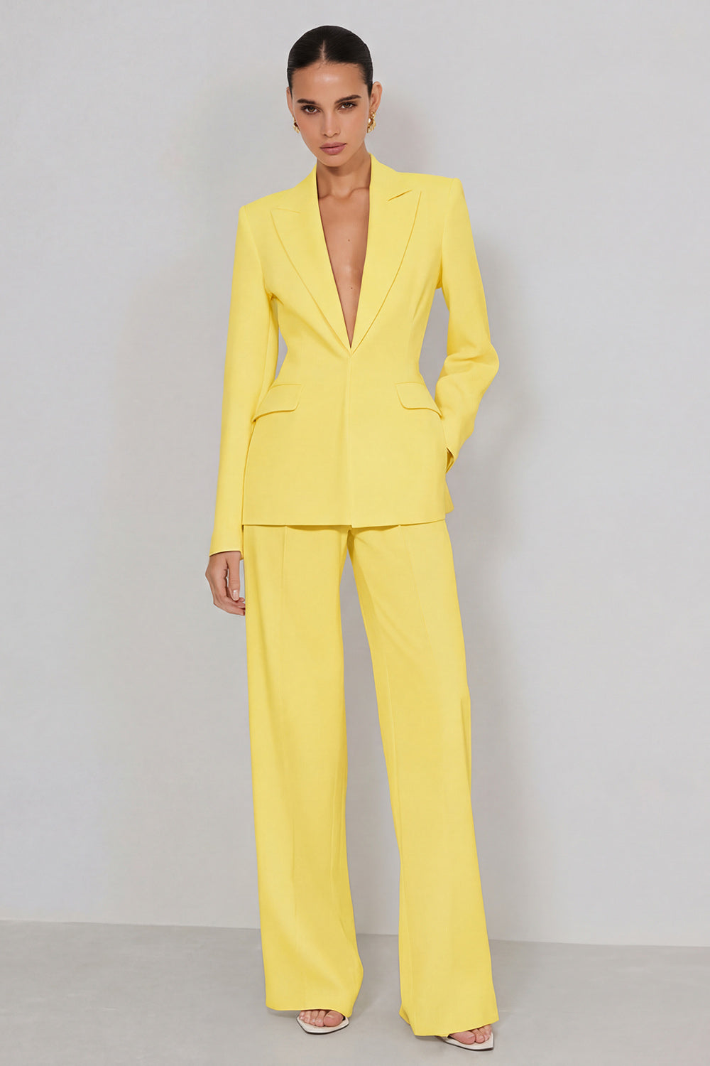 2 Piece Ivory Peak Lapel Long Sleeves Business Suits