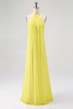 Chiffon White A Line Halter Long Rehearsal Dinner Dress