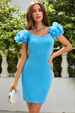 Bodycon Off The Shoulder Blue Short Homecoming Dress