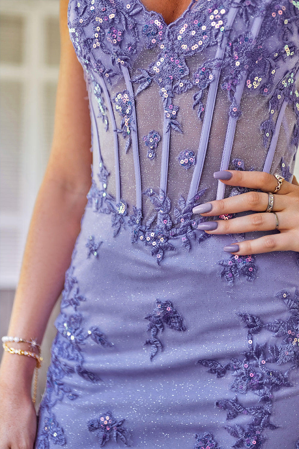 Spaghetti Straps Bodycon Purple Short Homecoming Dress with Appliques