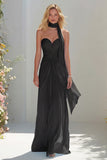 Sky Blue A Line Sweetheart Ruched Neck Scarf Long Prom Dress