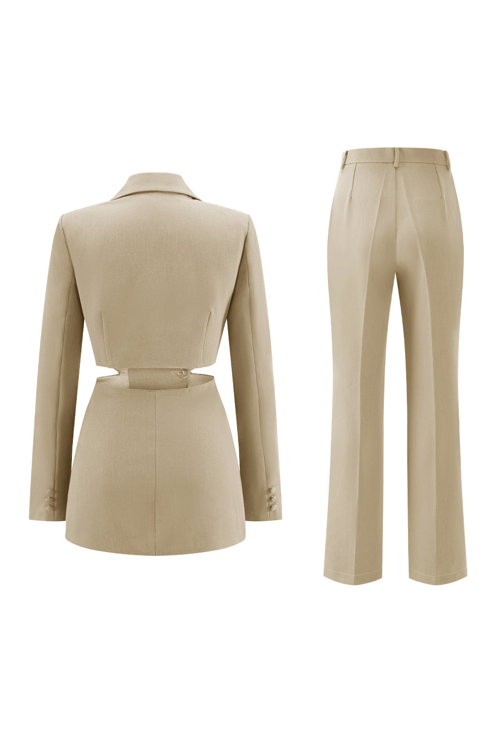 Grey Blue 2 Piece Cut Out Notched Lapel Women Prom Suits