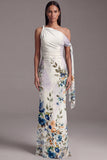 Floral Ruched Maxi Black Mermaid Beach Wedding Guest Dress