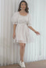 Tulle Pleated Little White Dress with Lace-up Back