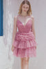 Cute A Line Spaghetti Straps Blush Homecoming Dress with Ruffles