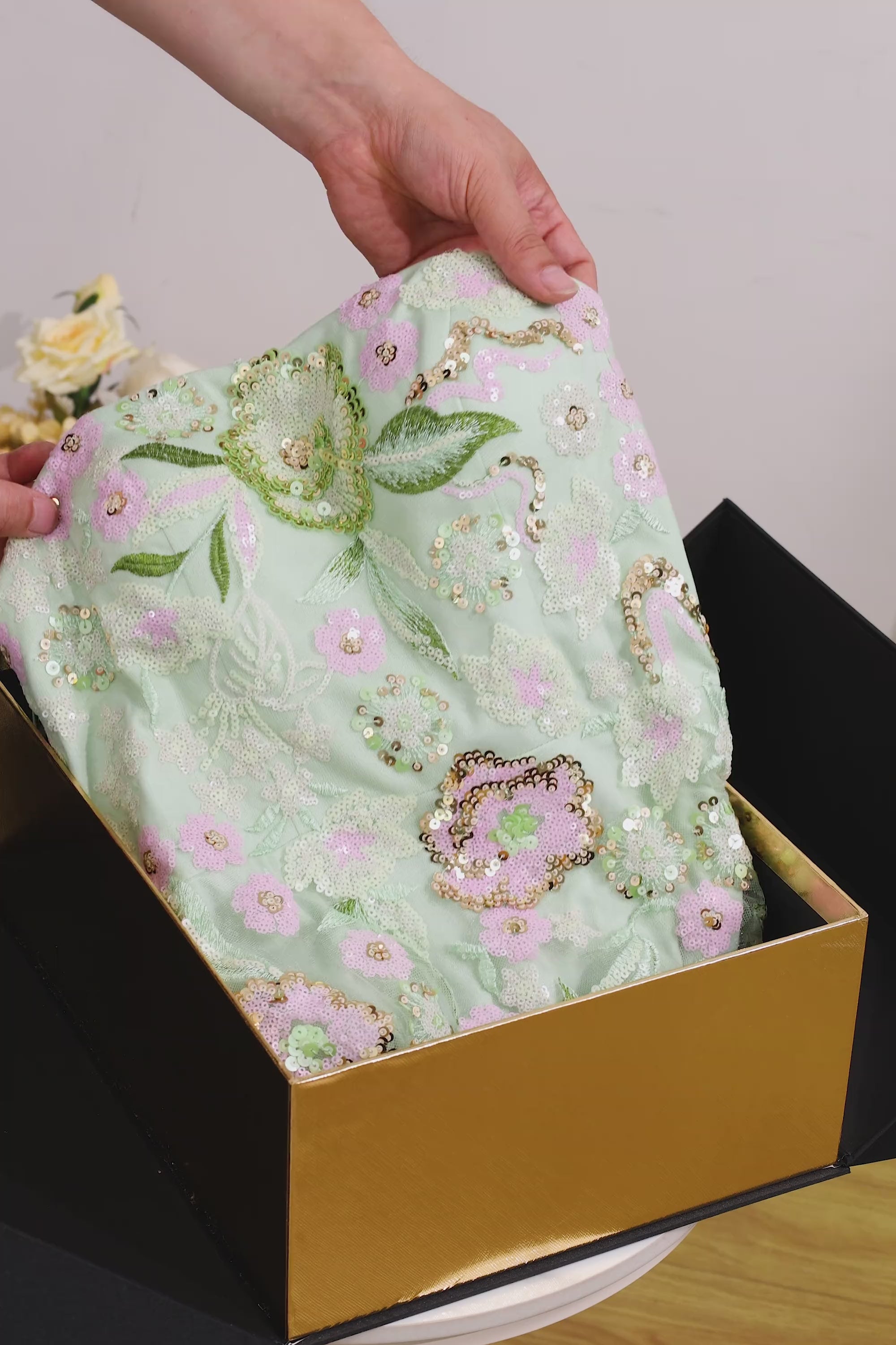 Sage Green Floral Short Strapless Homecoming Dress with Ruffles