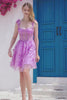 Cute A Line Sweetheart Purple Corset Homecoming Dress with Appliques