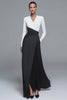 Black and White Patchwork Long Sleeves Formal Dress with Pockets