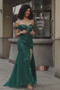 Mermaid Off The Shoulder Dark Green Prom Dress with Appliques