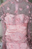 Mermaid Long Pink Floral Ruched Mother of the Bride Dress with Cape