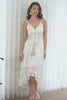 Spaghetti Straps High-Low Little White Dress with Lace