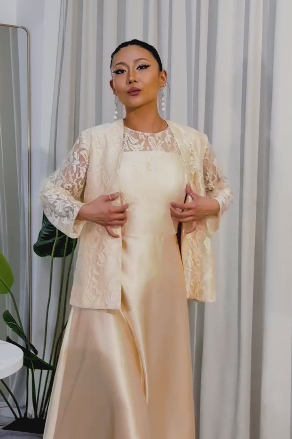 A-Line Champagne 2-Piece Mother of the Bride Dress