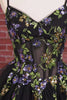 Floral Black Corset Ruffled A-Line Short Homecoming Dress