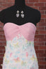 Sparkly Pink and White Floral Tight Short Strapless Beaded Graduation Dress