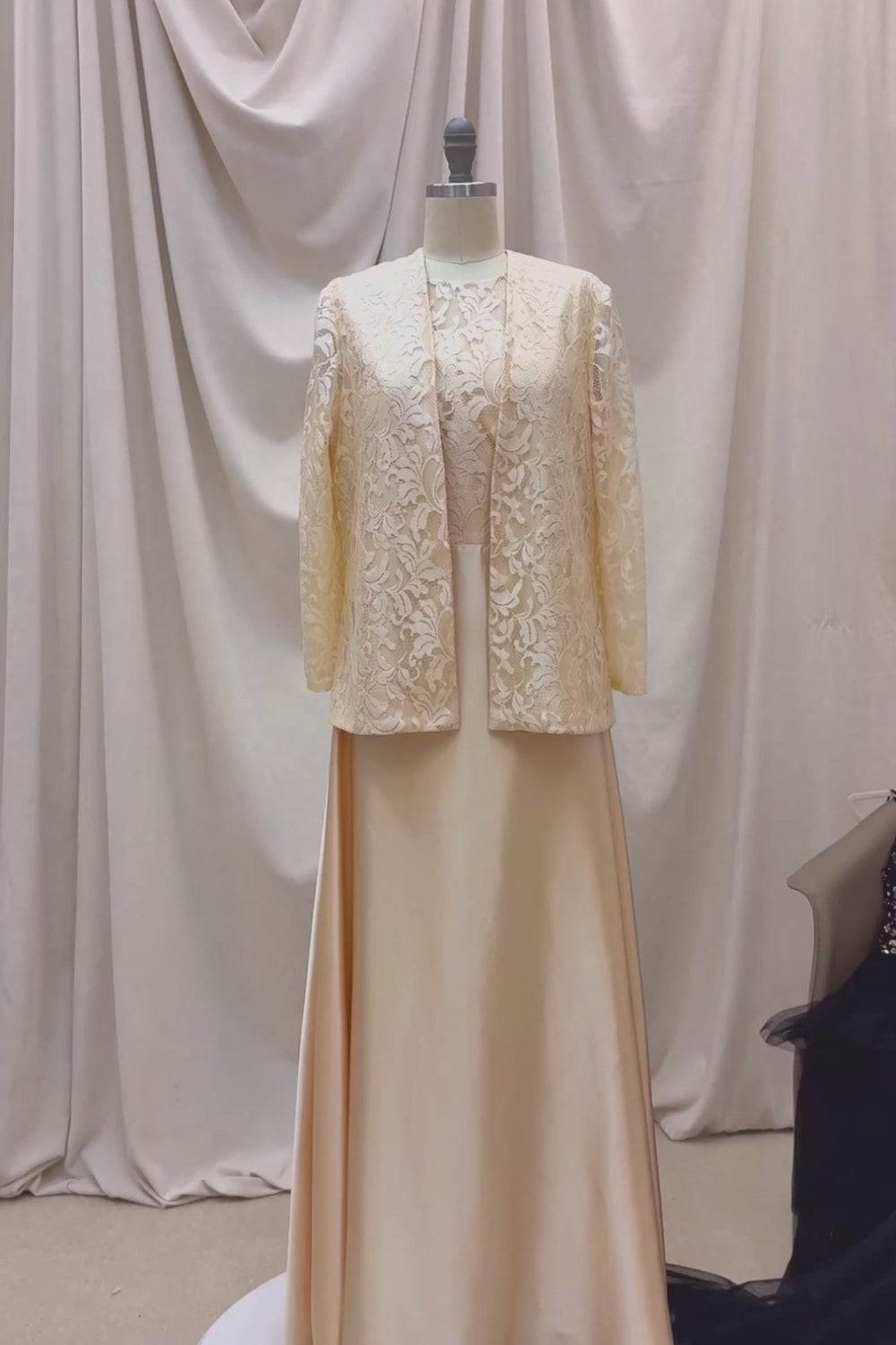 Champagne A-Line 2-Piece Mother of the Bride Dress