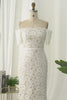 Ivory Lace Bodycon Off the Shoulder Midi Boho Engagement Dress