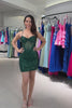Dark Green Bodycon Spaghetti Straps Corset Short Homecoming Dress with Sequins