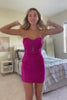 Fuchsia Bodycon Sweetheart Satin Corset Short Homecoming Dress