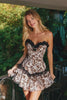 Khaki Leopard Printed Sweetheart Short Homecoming Dress with Ruffles