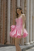 Sparkly Pink Corset Strapless Short Homecoming Dress with Rhinestones