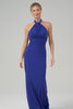 Glitter Blue Halter Bodycon Mermaid Bridesmaid Dress