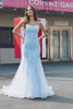 Light Blue Sparkly Beaded Mermaid Long Prom Dress
